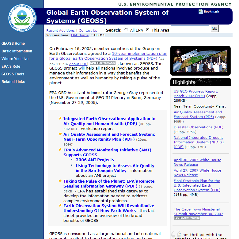 GEOSS: global earth observation system of systems