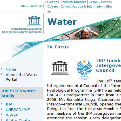 UNESCO- Water, sustainable development and conservation of freshwater resources in the world