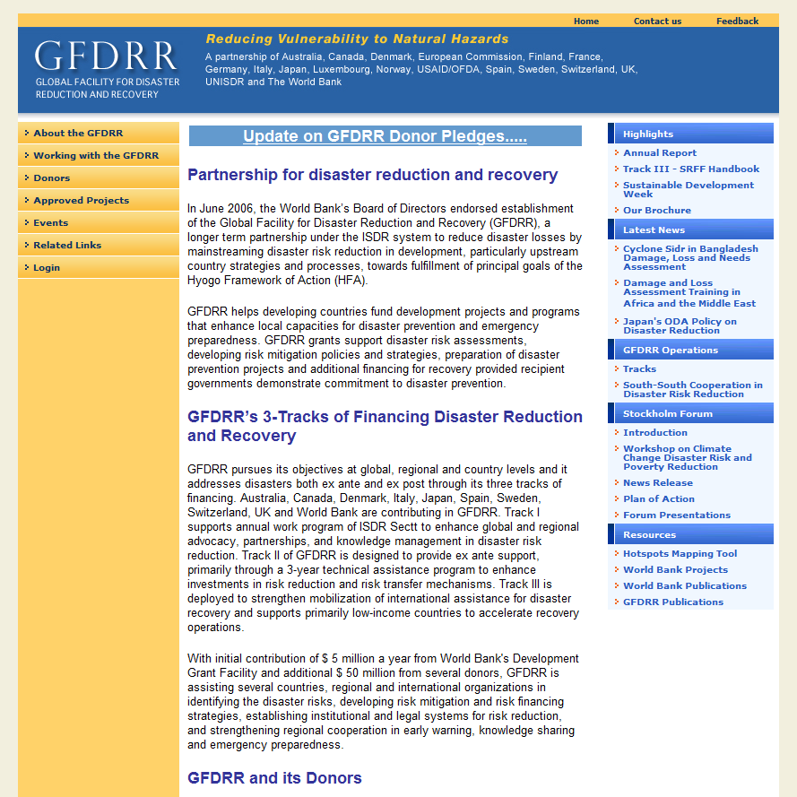 GFDRR: Global Facility for Disaster Reduction and Recovery